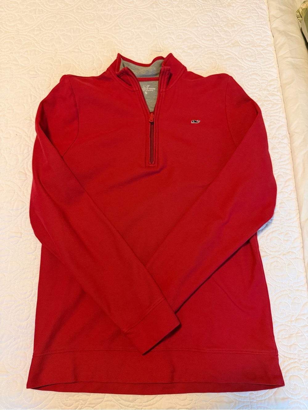 Vineyard Vines Boy’s Bright Red Quarter Zip Sweater